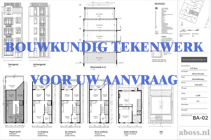 Voorbeeld van bouwkundig tekenwerk – nieuwe situatie